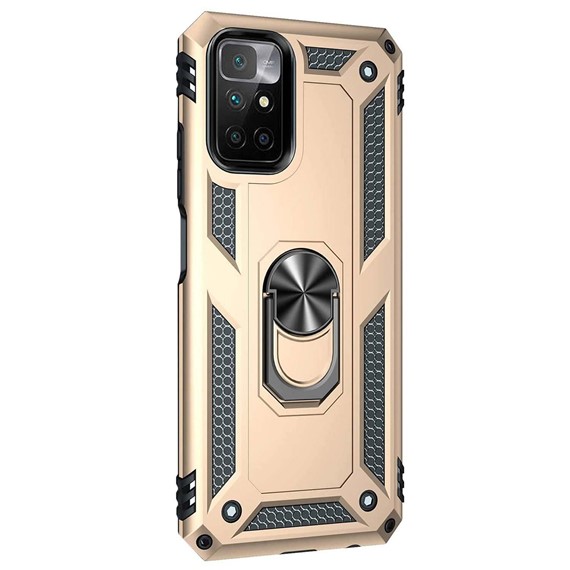 Microsonic Xiaomi Redmi 10 Kılıf Military Ring Holder Gold 2