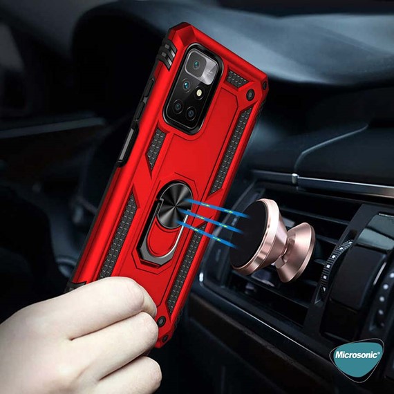 Microsonic Xiaomi Redmi 10 Kılıf Military Ring Holder Gold 3