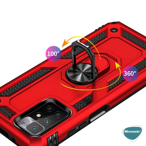 Microsonic Xiaomi Redmi 10 2022 Kılıf Military Ring Holder Siyah 6