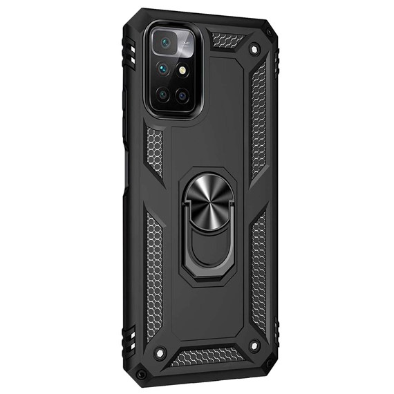 Microsonic Xiaomi Redmi 10 Kılıf Military Ring Holder Siyah 2