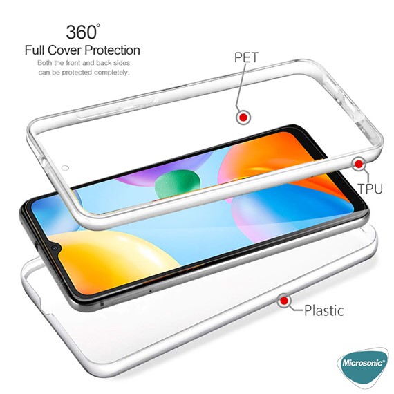 Microsonic Xiaomi Poco C40 Kılıf 6 tarafı tam full koruma 360 Clear Soft Şeffaf 3