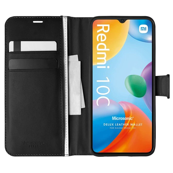 Microsonic Xiaomi Poco C40 Kılıf Delux Leather Wallet Siyah 1