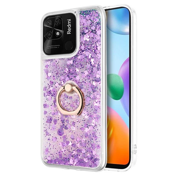 Microsonic Xiaomi Poco C40 Kılıf Glitter Liquid Holder Mor 1