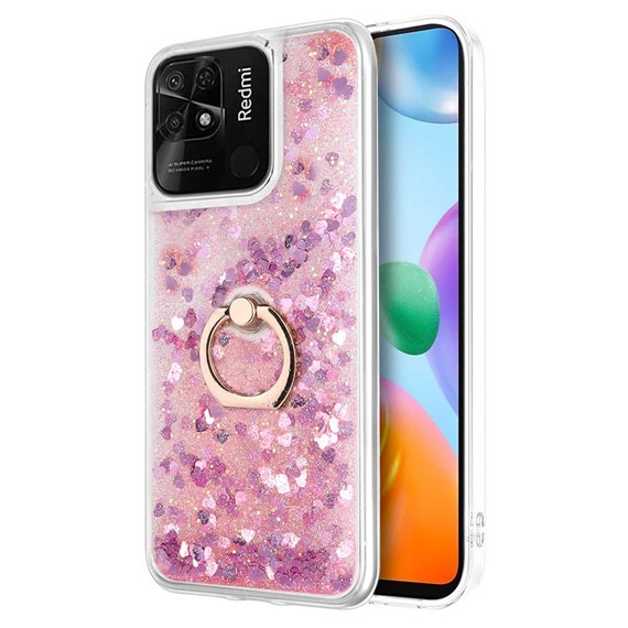 Microsonic Xiaomi Poco C40 Kılıf Glitter Liquid Holder Pembe 1