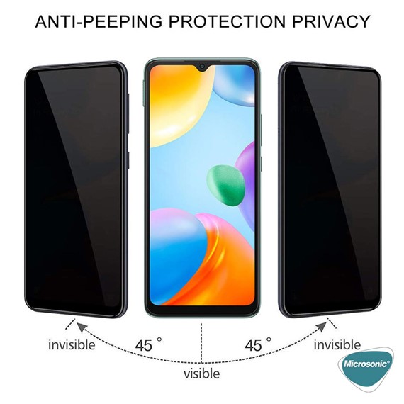 Microsonic Xiaomi Poco C40 Privacy 5D Gizlilik Filtreli Cam Ekran Koruyucu Siyah 2