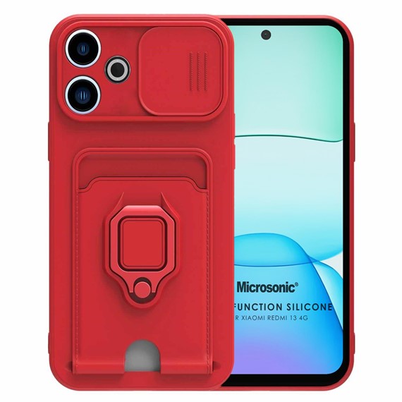 Microsonic Xiaomi Redmi 13 4G Kılıf Multifunction Silicone Kırmızı 1