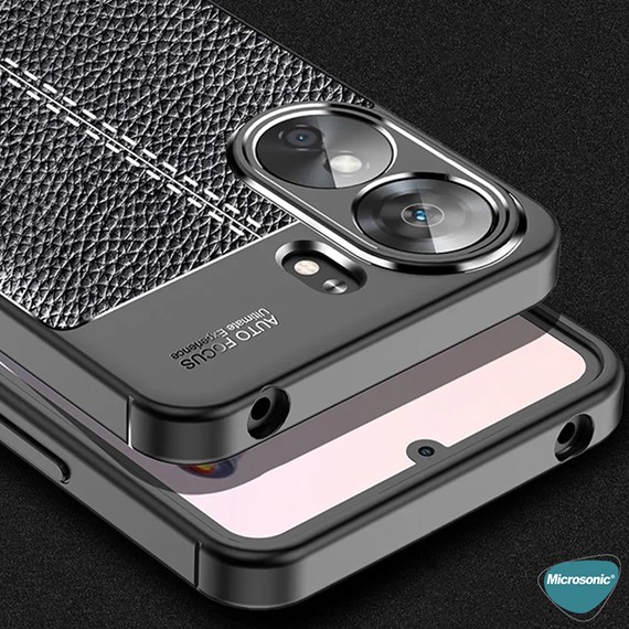 Microsonic Xiaomi Redmi 13C Kılıf Deri Dokulu Silikon Siyah 4