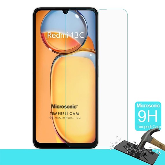 Microsonic Xiaomi Redmi 13C Tempered Glass Cam Ekran Koruyucu 2
