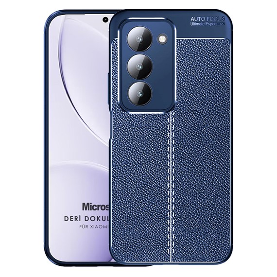 Microsonic Xiaomi Redmi 15 Kılıf Deri Dokulu Silikon Lacivert 1