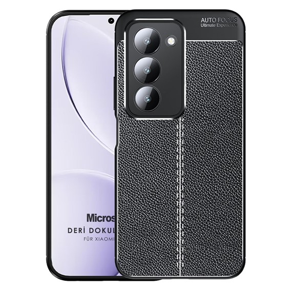 Microsonic Xiaomi Redmi 15 Kılıf Deri Dokulu Silikon Siyah 1