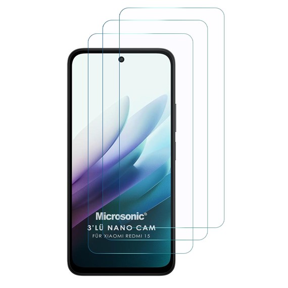 Microsonic Xiaomi Redmi 15 Screen Protector Nano Glass Cam Ekran Koruyucu 3 lü Paket 1