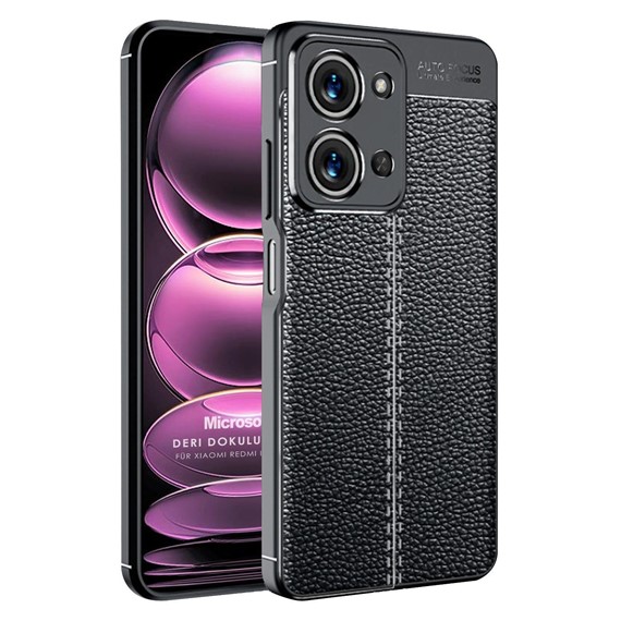 Microsonic Xiaomi Redmi 15C Kılıf Deri Dokulu Silikon Siyah 1