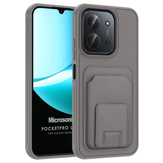 Microsonic Xiaomi Redmi 15C Kılıf PocketPro Litchi Gri 1