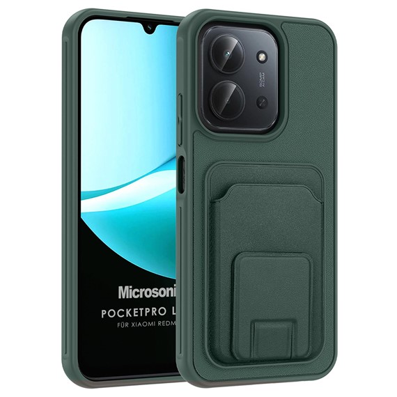 Microsonic Xiaomi Redmi 15C Kılıf PocketPro Litchi Koyu Yeşil 1
