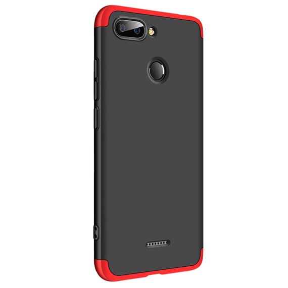 Microsonic Xiaomi Redmi 6 Kılıf Double Dip 360 Protective Siyah Kırmızı 2