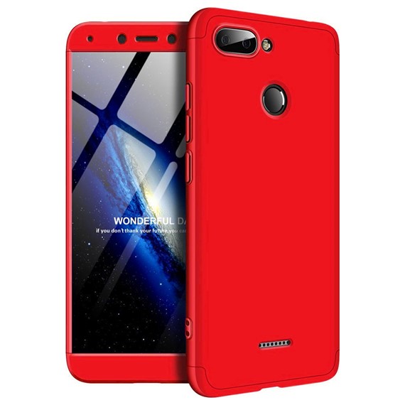 Microsonic Xiaomi Redmi 6 Kılıf Double Dip 360 Protective Kırmızı 1