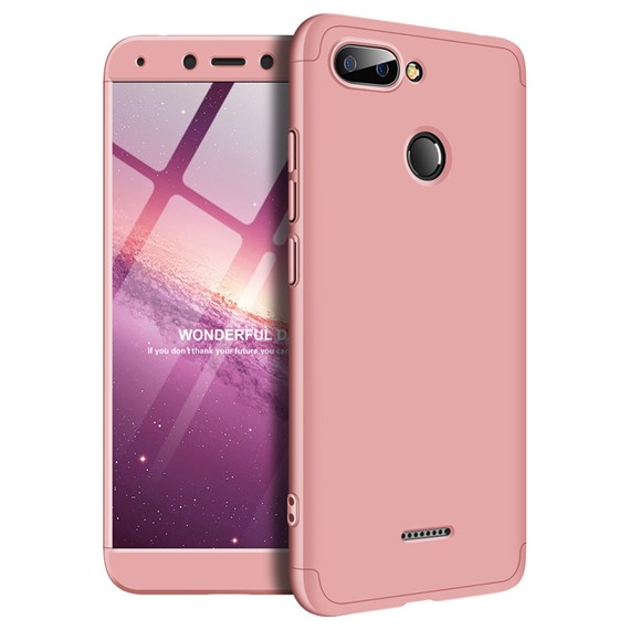 Microsonic Xiaomi Redmi 6 Kılıf Double Dip 360 Protective Rose Gold 1