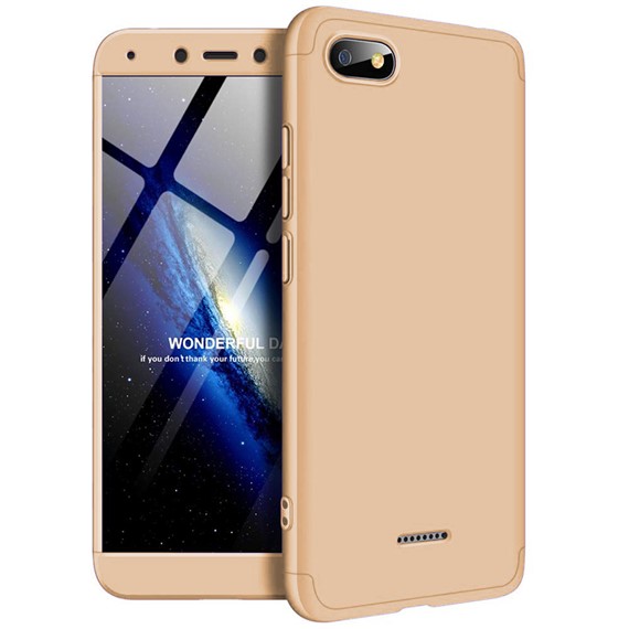 Microsonic Xiaomi Redmi 6A Kılıf Double Dip 360 Protective Gold 1