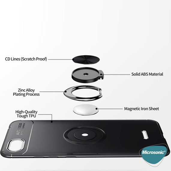 Microsonic Xiaomi Redmi 6A Kılıf Kickstand Ring Holder Kırmızı 5