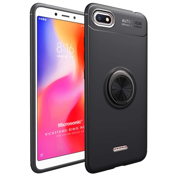 Microsonic Xiaomi Redmi 6A Kılıf Kickstand Ring Holder Siyah 1