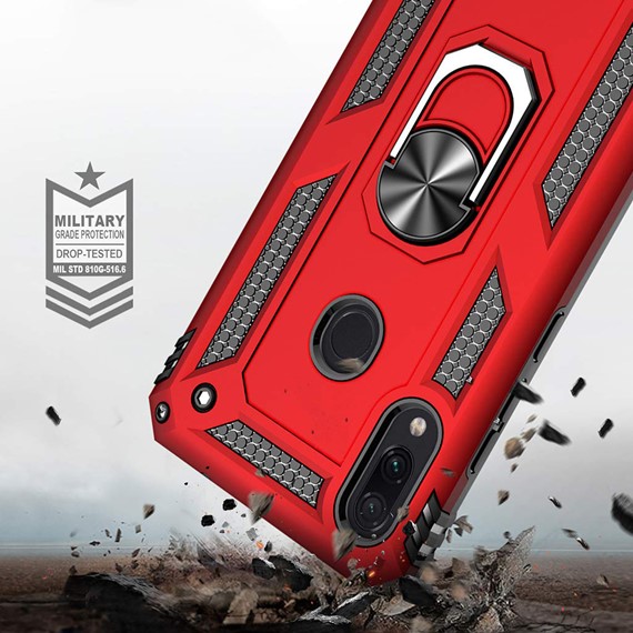 Microsonic Xiaomi Redmi 7 Kılıf Military Ring Holder Kırmızı 3