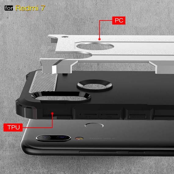 Microsonic Xiaomi Redmi 7 Kılıf Rugged Armor Kırmızı 4