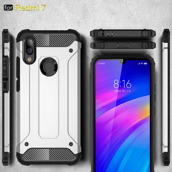 Microsonic Xiaomi Redmi 7 Kılıf Rugged Armor Mavi 5