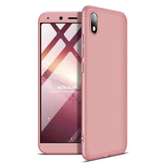 Microsonic Xiaomi Redmi 7A Kılıf Double Dip 360 Protective Rose Gold 1