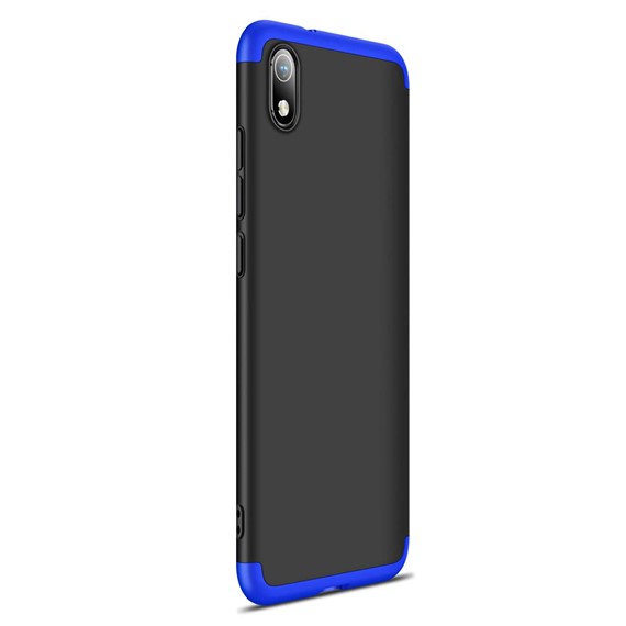 Microsonic Xiaomi Redmi 7A Kılıf Double Dip 360 Protective Siyah Mavi 2