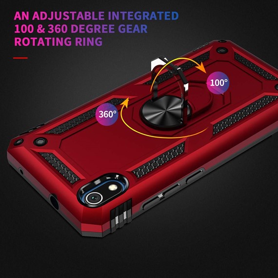 Microsonic Xiaomi Redmi 7A Kılıf Military Ring Holder Kırmızı 4