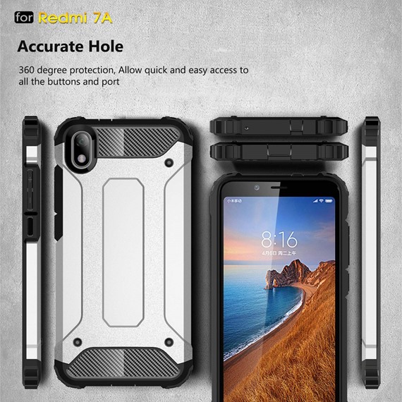 Microsonic Xiaomi Redmi 7A Kılıf Rugged Armor Kırmızı 5