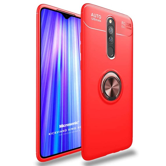 Microsonic Xiaomi Redmi 8 Kılıf Kickstand Ring Holder Kırmızı 1