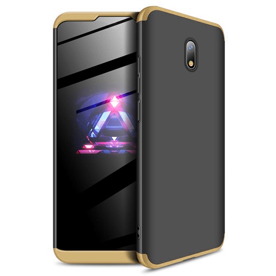 Microsonic Xiaomi Redmi 8A Kılıf Double Dip 360 Protective Siyah Gold 1