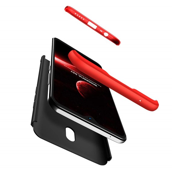 Microsonic Xiaomi Redmi 8A Kılıf Double Dip 360 Protective Siyah Kırmızı 3
