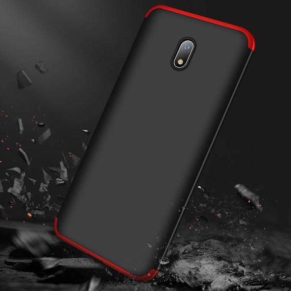 Microsonic Xiaomi Redmi 8A Kılıf Double Dip 360 Protective Siyah Kırmızı 5