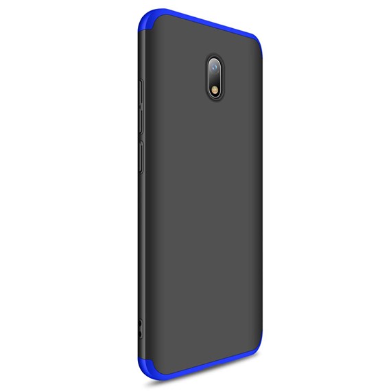 Microsonic Xiaomi Redmi 8A Kılıf Double Dip 360 Protective Siyah Mavi 2