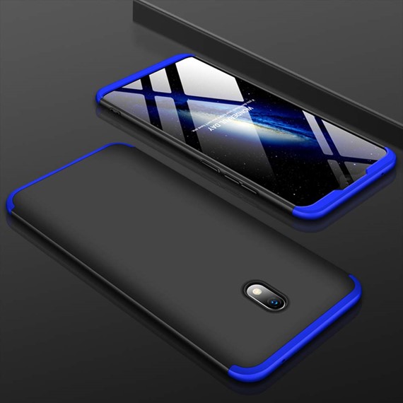 Microsonic Xiaomi Redmi 8A Kılıf Double Dip 360 Protective Siyah Mavi 4