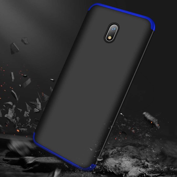 Microsonic Xiaomi Redmi 8A Kılıf Double Dip 360 Protective Siyah Mavi 5