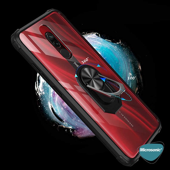 Microsonic Xiaomi Redmi 8A Kılıf Grande Clear Ring Holder Kırmızı 4