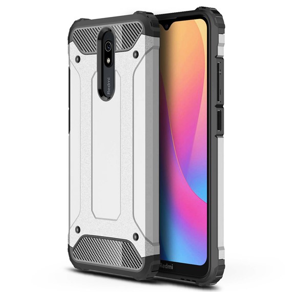 Microsonic Xiaomi Redmi 8A Kılıf Rugged Armor Gümüş 1