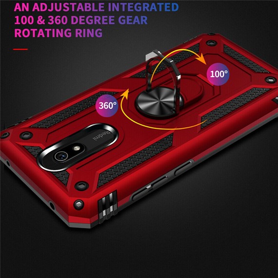 Microsonic Xiaomi Redmi 8A Kılıf Military Ring Holder Kırmızı 4