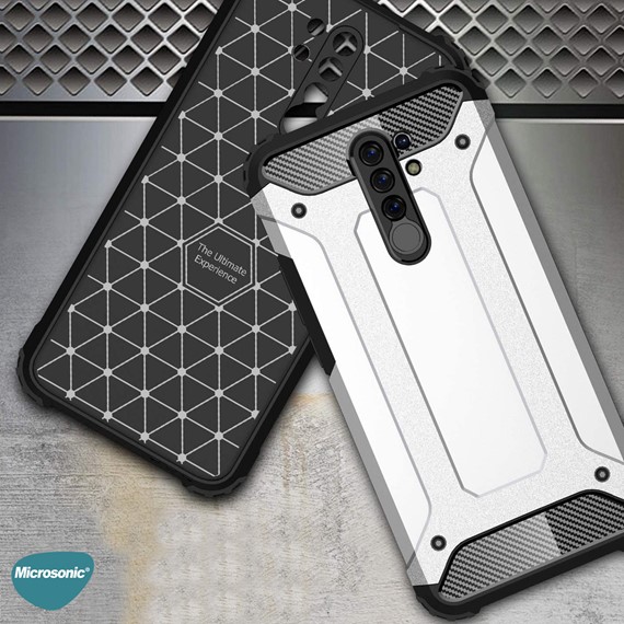 Microsonic Xiaomi Redmi 9 Kılıf Rugged Armor Gümüş 4