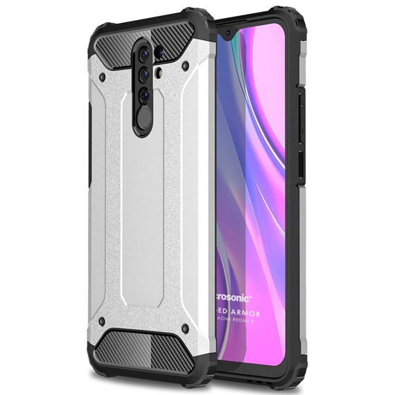 Microsonic Xiaomi Redmi 9 Kılıf Rugged Armor Gümüş 1