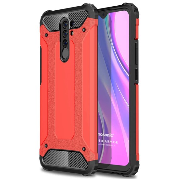 Microsonic Xiaomi Redmi 9 Kılıf Rugged Armor Kırmızı 1