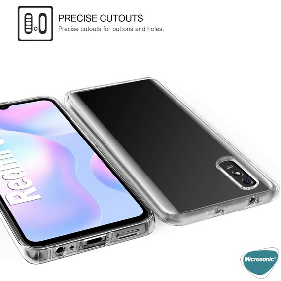 Microsonic Xiaomi Redmi 9A Kılıf 6 Tarafı Tam Full Koruma 360 Clear Soft Şeffaf 4