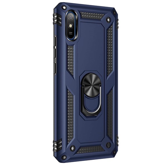 Microsonic Xiaomi Redmi 9A Kılıf Military Ring Holder Lacivert 2