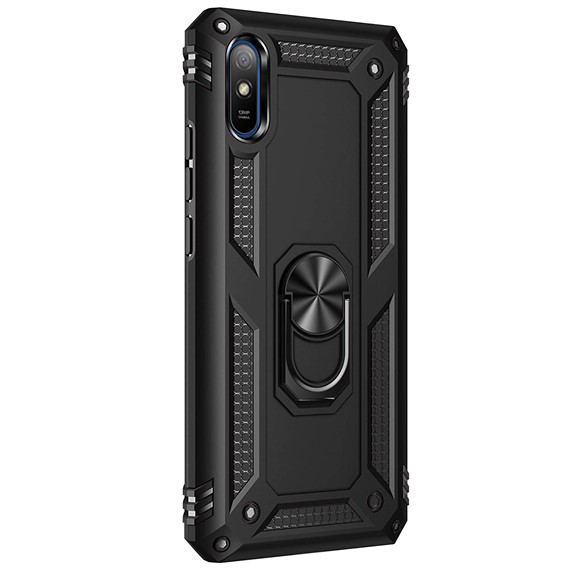 Microsonic Xiaomi Redmi 9A Kılıf Military Ring Holder Siyah 2