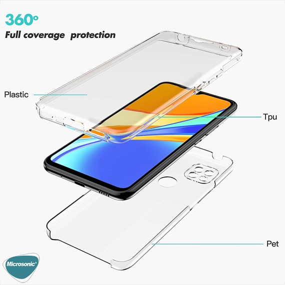 Microsonic Xiaomi Redmi 9C Kılıf 6 Tarafı Tam Full Koruma 360 Clear Soft Şeffaf 2