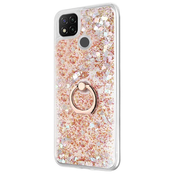 Microsonic Xiaomi Redmi 9C Kılıf Glitter Liquid Holder Gold 2