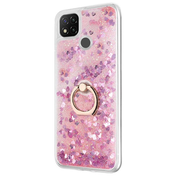 Microsonic Xiaomi Redmi 9C Kılıf Glitter Liquid Holder Pembe 2